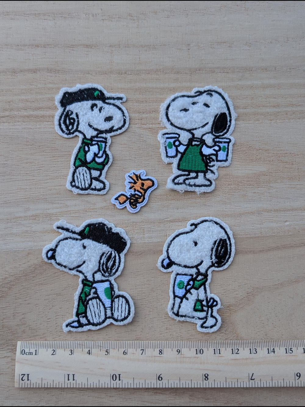 Snoopy X Starbucks Iron-On Patches 5 Pc Set Woodstock Applique Adhesive